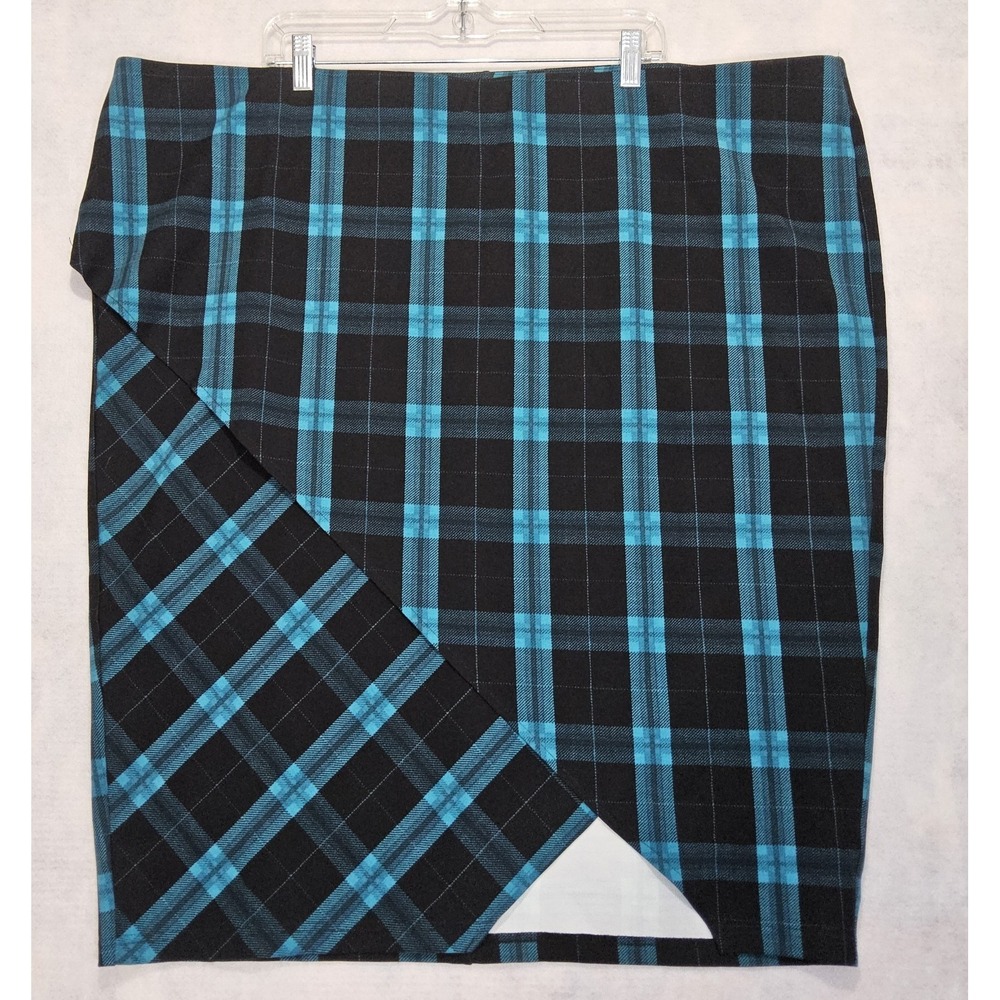 Grunge‎ Skirt 5X 5 28 NEW Plaid Summer Spring Pencil Fax Wrap Teal Black